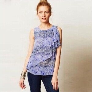 HD In Paris Women’s Tops Anthropologie Sun Garden Ruffle Tank size 10 - EUC! ❤️
